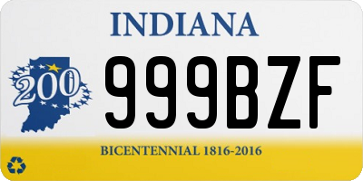 IN license plate 999BZF