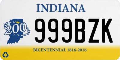 IN license plate 999BZK