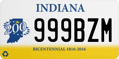 IN license plate 999BZM