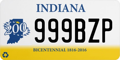 IN license plate 999BZP