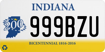 IN license plate 999BZU