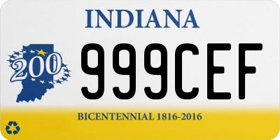 IN license plate 999CEF