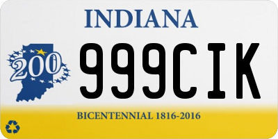 IN license plate 999CIK