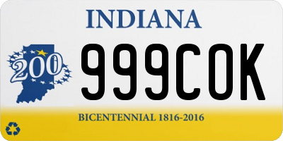 IN license plate 999COK