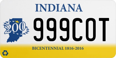 IN license plate 999COT