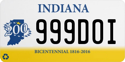 IN license plate 999DOI