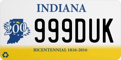 IN license plate 999DUK