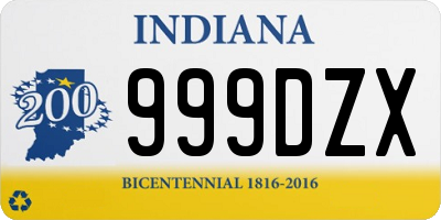 IN license plate 999DZX