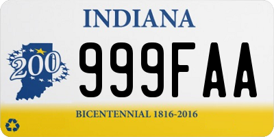 IN license plate 999FAA