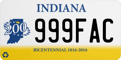 IN license plate 999FAC