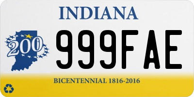 IN license plate 999FAE