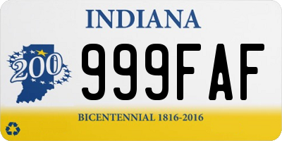 IN license plate 999FAF