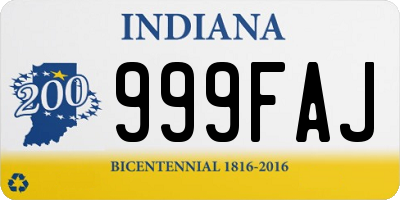 IN license plate 999FAJ