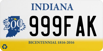 IN license plate 999FAK