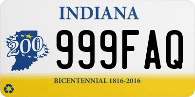 IN license plate 999FAQ