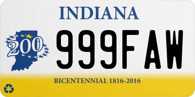 IN license plate 999FAW