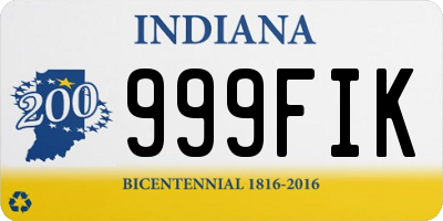 IN license plate 999FIK