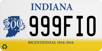 IN license plate 999FIO