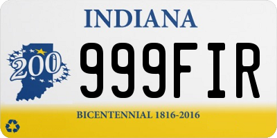 IN license plate 999FIR