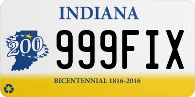 IN license plate 999FIX