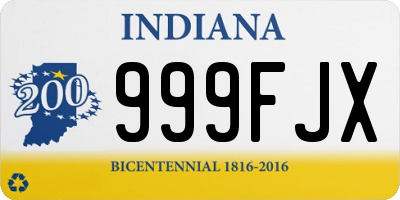 IN license plate 999FJX