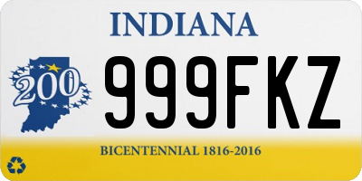 IN license plate 999FKZ