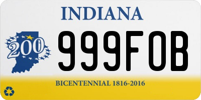 IN license plate 999FOB