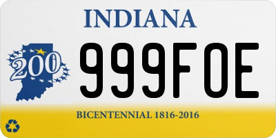 IN license plate 999FOE