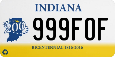 IN license plate 999FOF