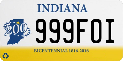 IN license plate 999FOI