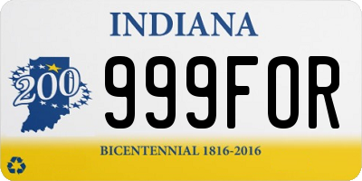 IN license plate 999FOR