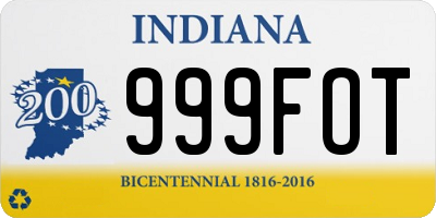 IN license plate 999FOT