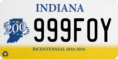 IN license plate 999FOY
