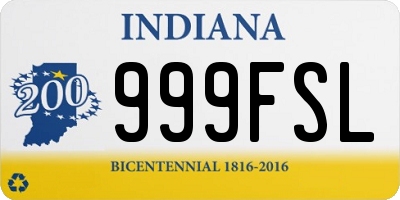 IN license plate 999FSL