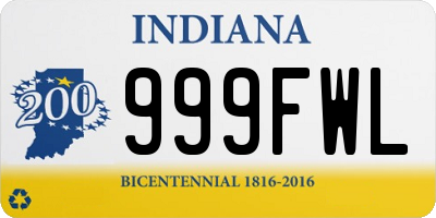 IN license plate 999FWL