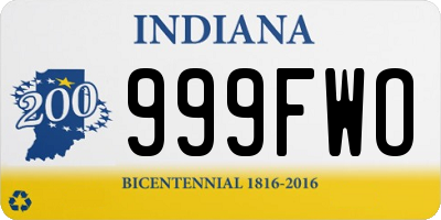 IN license plate 999FWO