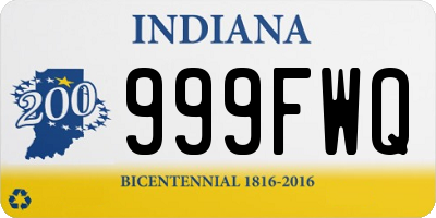 IN license plate 999FWQ