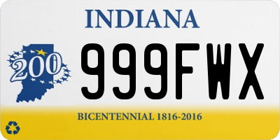 IN license plate 999FWX