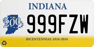 IN license plate 999FZW