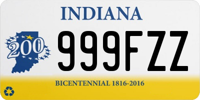 IN license plate 999FZZ