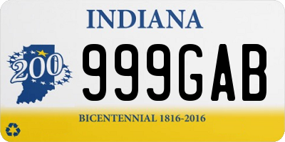 IN license plate 999GAB
