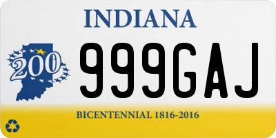 IN license plate 999GAJ