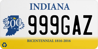 IN license plate 999GAZ