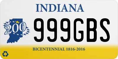 IN license plate 999GBS
