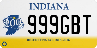 IN license plate 999GBT