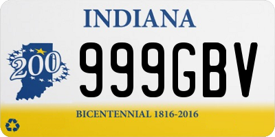 IN license plate 999GBV