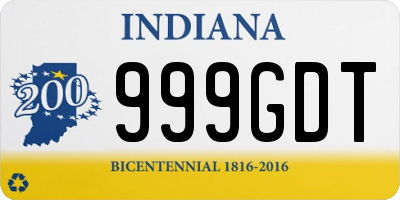 IN license plate 999GDT