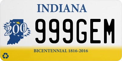 IN license plate 999GEM