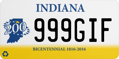 IN license plate 999GIF