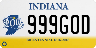 IN license plate 999GOD